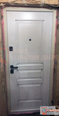 входная дверь с горизонтальной декоративной фрезеровкой мдф - фото белой мдф панели внутри