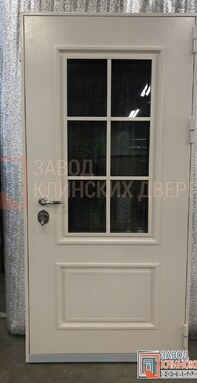 входная дверь с девятисекционным стеклом и классическими нижними панелями - фото порошкового напылен